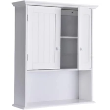 Bathroom Wall Cabinet, Medicine Cabinet with Double Doors and Adjustable Shelf