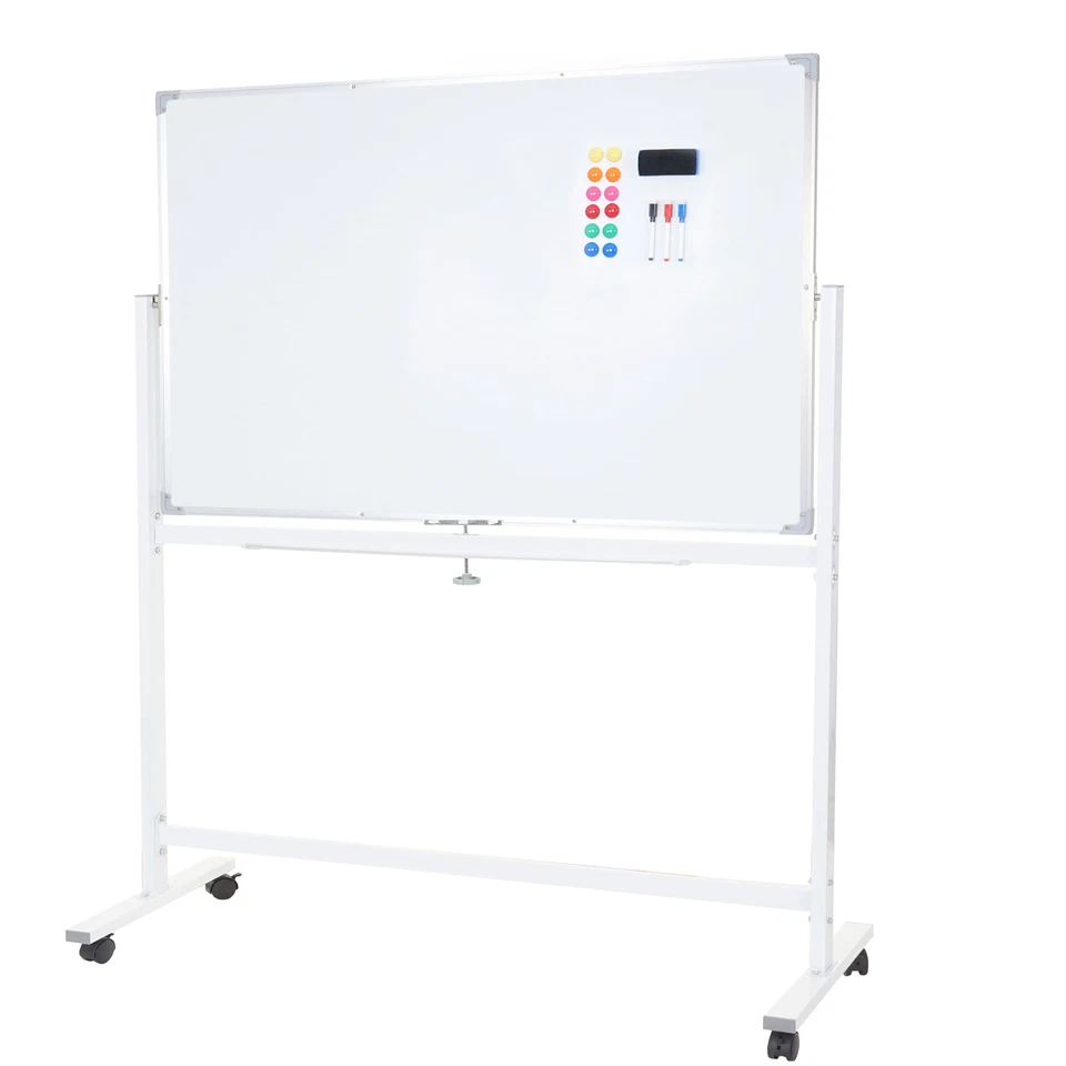 Whiteboard MCW-C85, Magnettafel Pinnwand, mobil rollbar inkl. Zubehör, 120x90cm