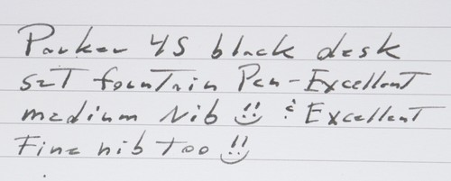 Parker 45 Double Black w/Green Onyx Fountain Pen Desk Set - 1 F, 1 M Nib - 1950s - Picture 6 of 6