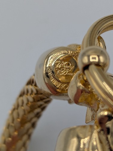Vintage Whiting & Davis Schlüsselanhänger vergoldet Netz Kranz Schleife klar Strass - Bild 14 von 18