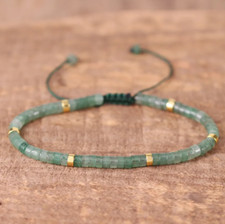 Pulsera delicada piedra aventurina verde natural pulsera cristal verde hecha a mano