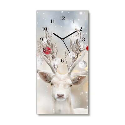 Tulup Glas Wanduhr 30x60cm - Schwarz - Deko - Reindeer Christmas Baubles