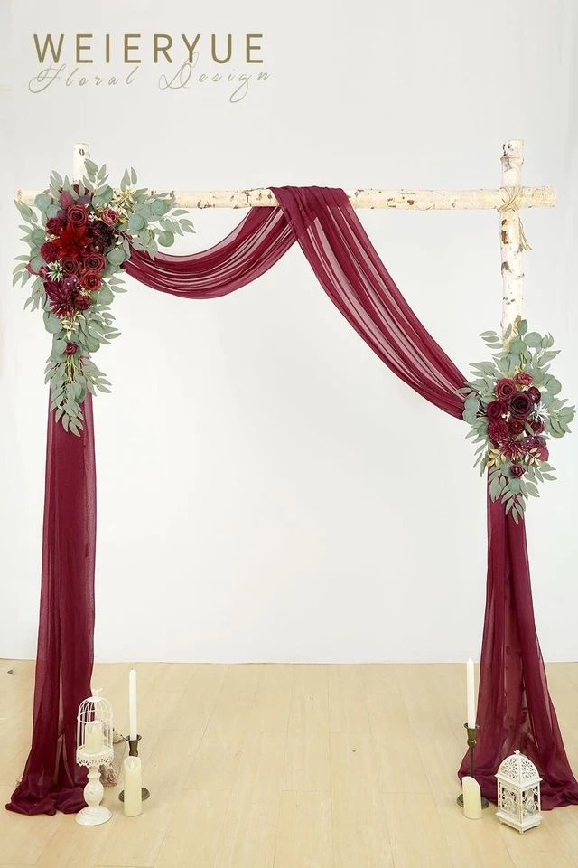 Kit de flores de arco de boda realista de 3 piezas con cortina resistente a las arrugas Foto 4 de 4