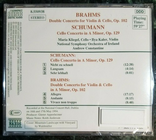 BRAHMS: DOUBLE CONCERTO, OP. 102; SCHUMANN: CELLO CONCERTO, OP. 129 NEW CD - Foto 2 di 2