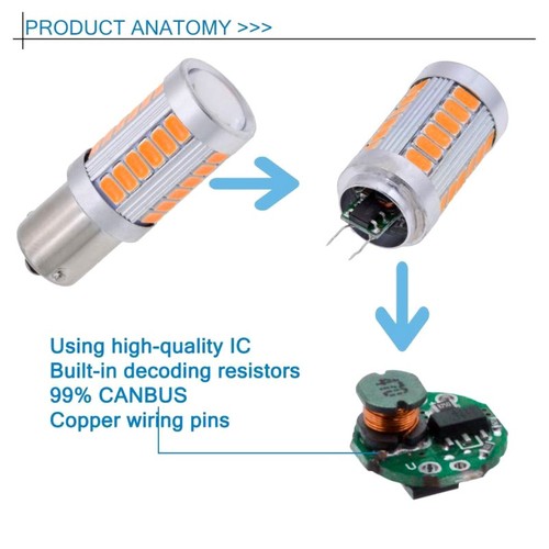 4* Bulb Signal Lights 4Pcs Amber Turn Brake 1156PY PY21W LED Accessory Practical - Picture 5 of 14
