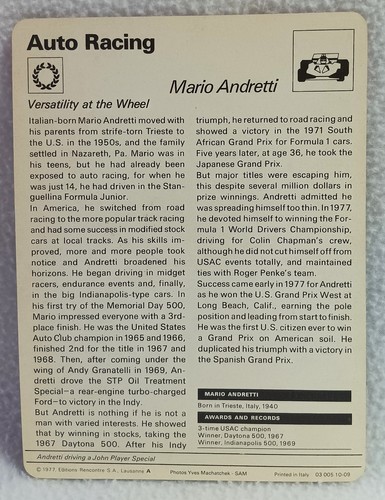 REDUCED PRICE! 1977 Auto Racing #10-09 MARIO ANDRETTI John Player (ruth5522-14) - Picture 3 of 3