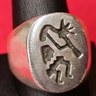Vintage Sterling Silver Kokopelli Signet Ring 925 BSM Size 12 Southwestern 12.3g