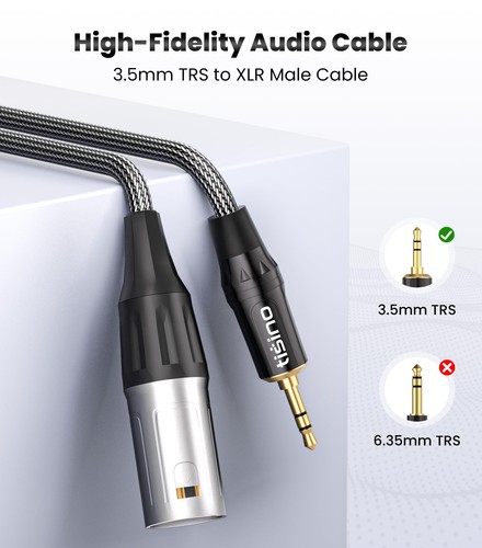 3.5mm to XLR Balanced Cable Adapter, Gold-Plated 1/8 inch Mini Jack Aux to XL... - Picture 2 of 7