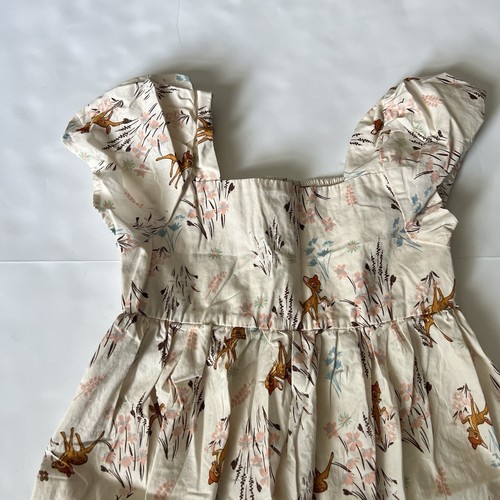 Disney Bambi All Over Print Floral Girls Dress Size M 8 Deer Dainty Smocked - Picture 3 of 11