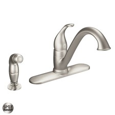 Moen 7840 Spot Resist Stainless Camerist Low-Arc Kitchen Faucet  Side Spray
