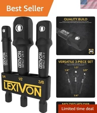 Impact Grade Socket Adapter Set, 3" Extension Bit With Holder | 3-Piece 1/4",...