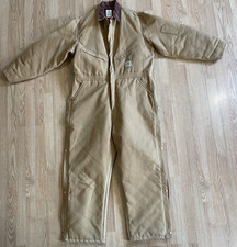 VTG CARHARTT X01 BROWN 48 REGULAR QUILT LINED DUCK CANVAS COVERALLS