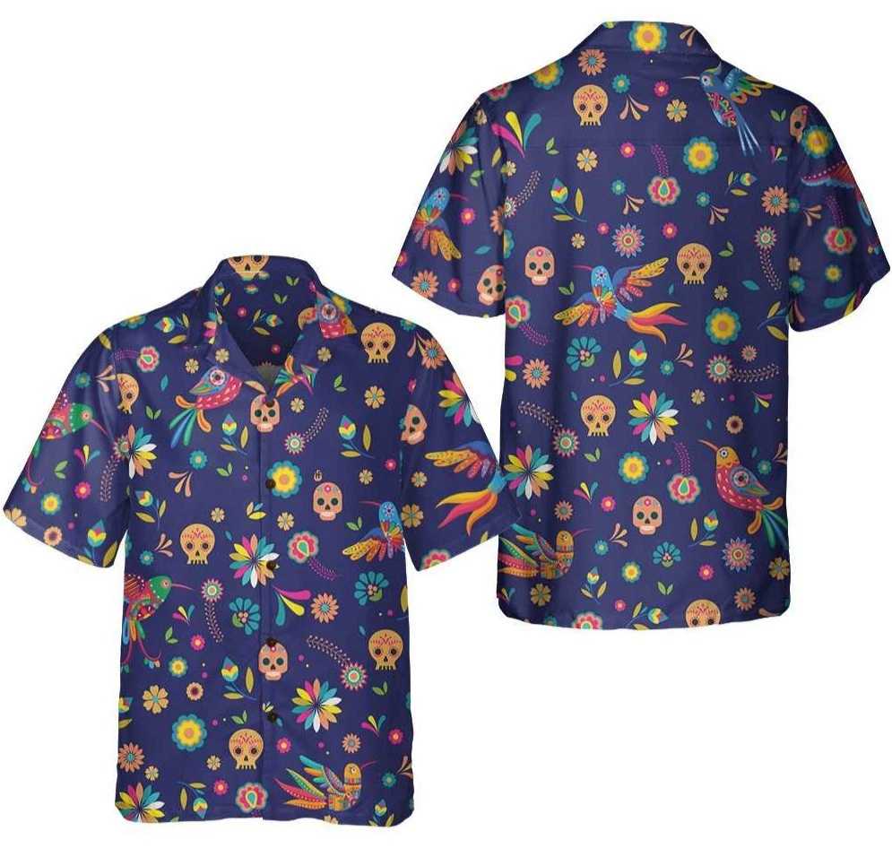 Colorful Alebrijes Birds And Bright Floral Mexican Culture Hawaiian Shirt