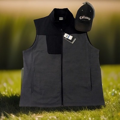 NEW Callaway Golf Vest XL Men s Gray/Black Color Block + FREE VGC Callaway Hat
