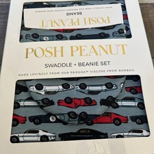 posh peanut swaddle And Beanie Set CAR Print