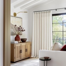 Extra Wide Pinch Pleat Linen Curtains 120 70"W x 120"L Pack of 1 , Natural