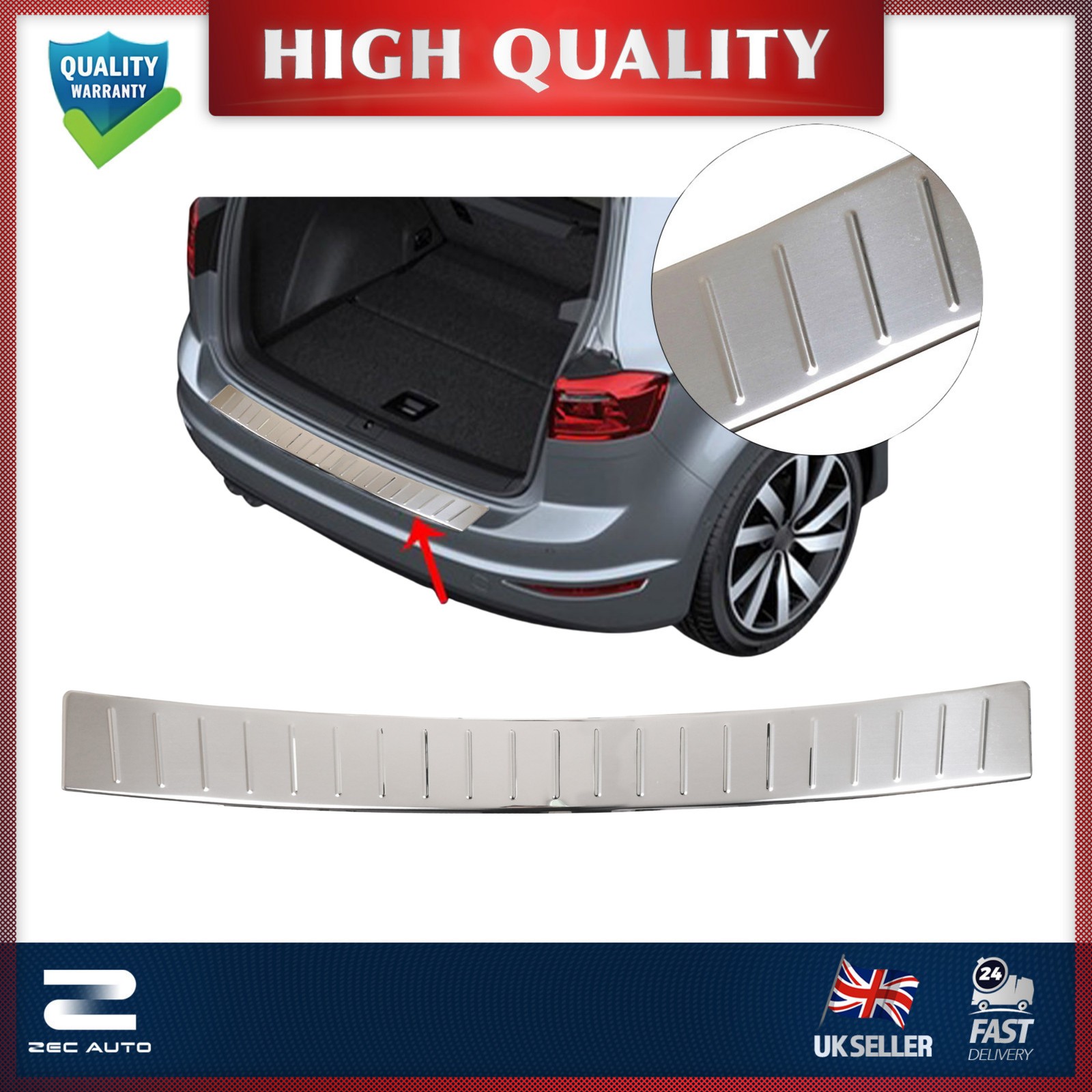 FOR VW GOLF MK7 ESTATE VARIANT 2012-2020 CHROME REAR BUMPER STEP PLATE STEEL