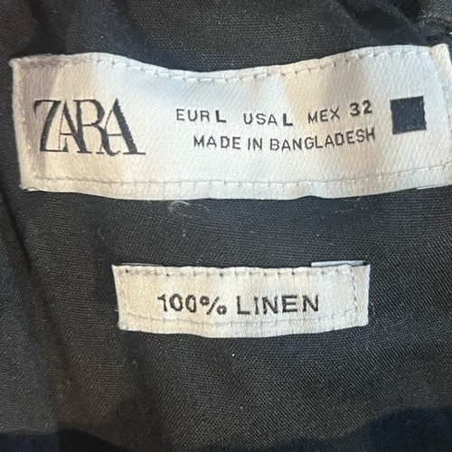 Pantalones Cortos Zara Lino 100% Cordón Informales Cómodos Negros Talla L - Imagen 3 de 5