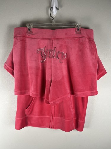 Juicy Couture Glitzer Velours Hoodie Shorts Set Wassermelone Größe Large Trainingsanzug Neu mit Etikett - Bild 4 von 8