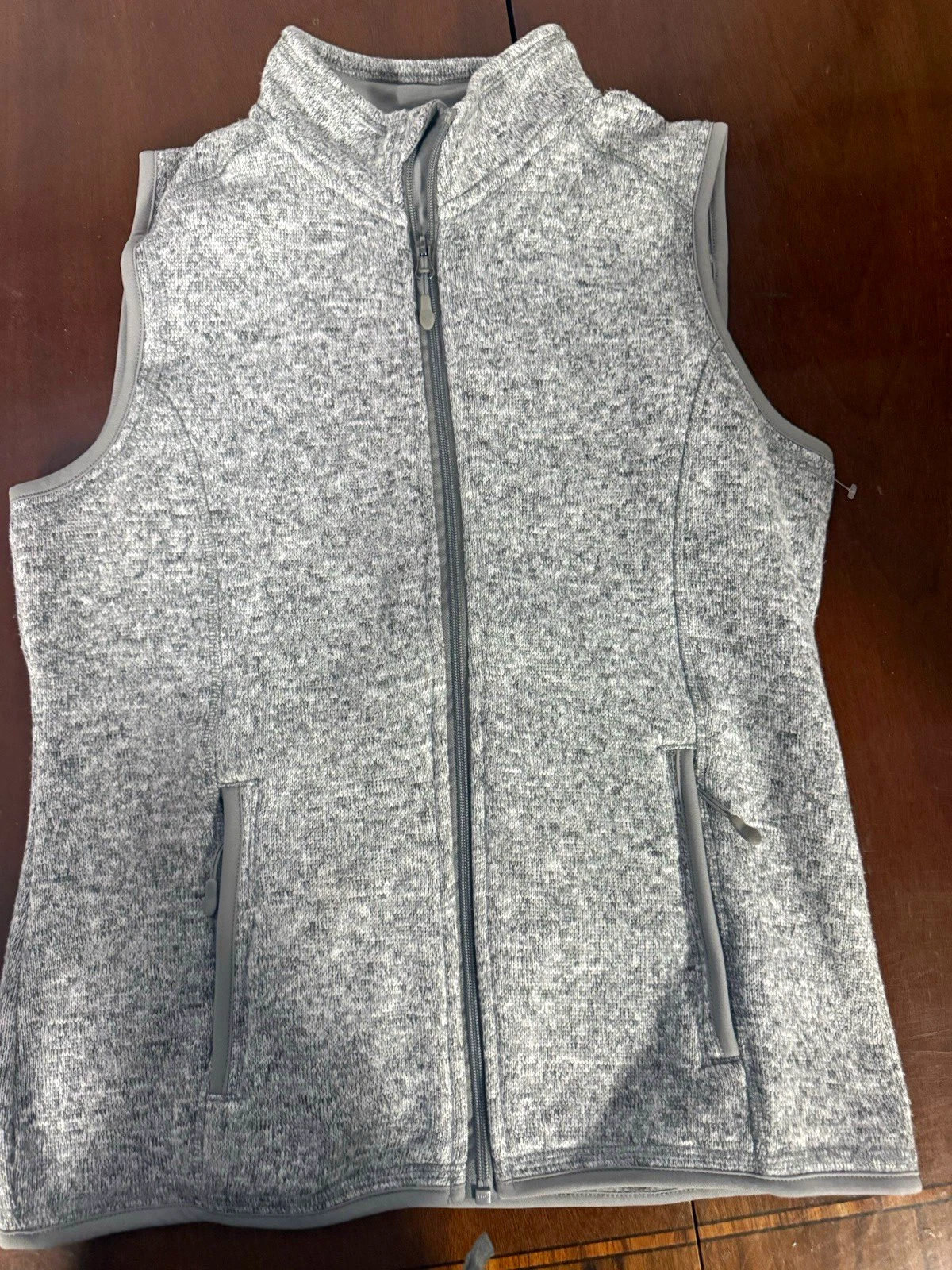 Charles River Apparel Men's Gray Full Zip Fleece Vest Stand-Up Collar Size S image 1