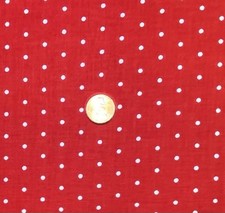 Small Dots on Red Cotton Fabric, BTHY, Polka Dots