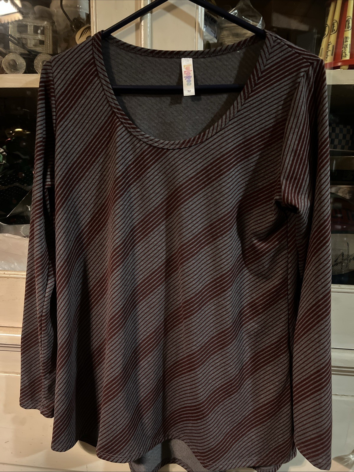 Lularoe Woman’s Medium Pull Over Shirt Long Sleeve Striped