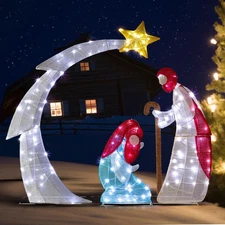 VINGLI 3.7FT Lighted Nativity Scene Outdoor Decor with 170 LED Lights, Easy Asse