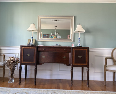 Traditional Brown Wood Sideboard, Raised Panel, 2 Doors 2 Drawers, 55+''