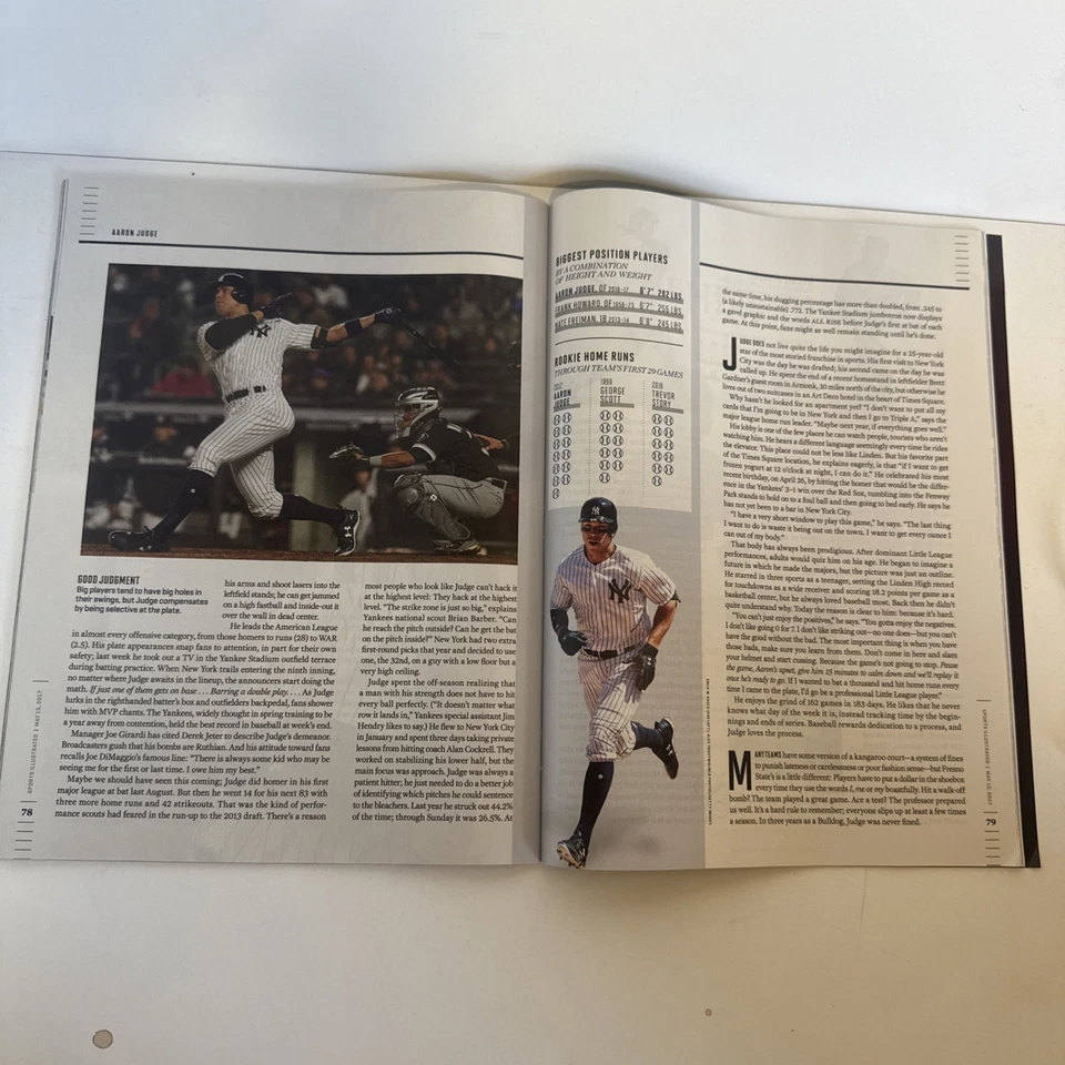 Primera portada de revista Aaron Judge Sports Illustrated NY Yankees 15-22 de mayo de 2017 Foto 3 de 4