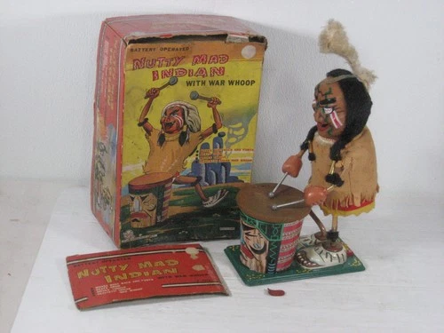 VINTAGE MARX NUTTY MAD INDIAN BATTERY OPERATED WITH BOX