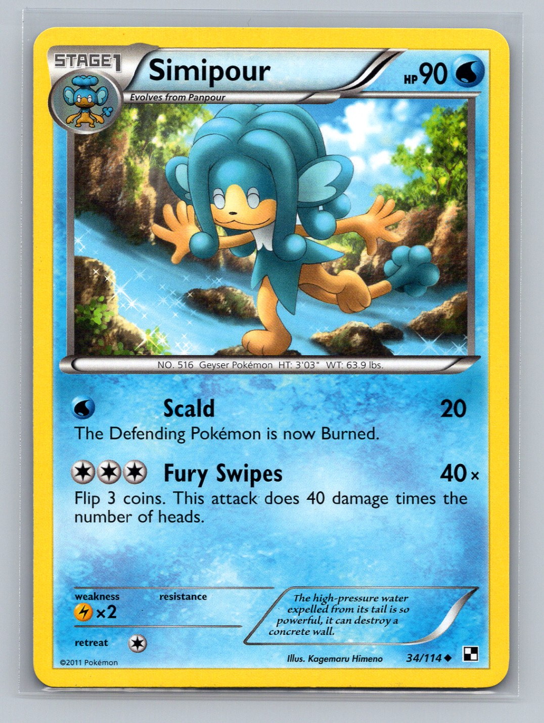 Pokémon TCG Simipour 34/114 Black and White Normal LP