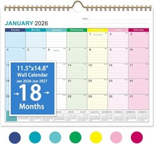 2026 Wall Calendar - 18 Monthly 2026-2027, Jan 2026 - Jun 2027, 15"...