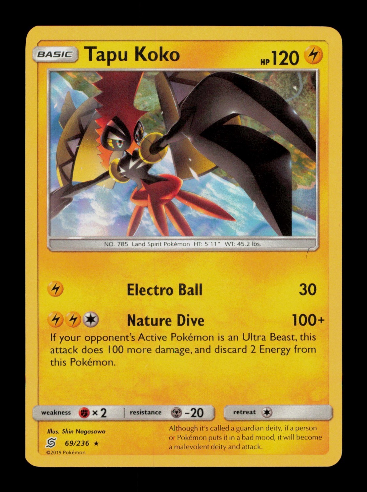 Tapu Koko 69/236 Pokemon Unified Minds Holo Trading Card TC