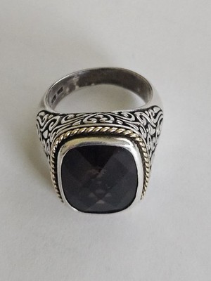 Effy Ring Sterlingsilber 18 Karat Gelbgold Rauchquarz Größe 6