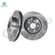 Front 255mm Drilled Slotted Brake Disc Rotors For 2010-2015 Toyota Prius