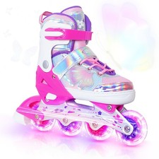 Kids Inline Skates for Girls Boys - Rose Red Blades Roller for Kids Age 4 5 6...