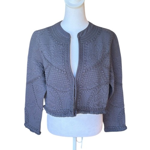 Soft Surroundings Quilted Jacket Slate Blue Gray Open Front Womens Medium NWT - Picture 2 of 11