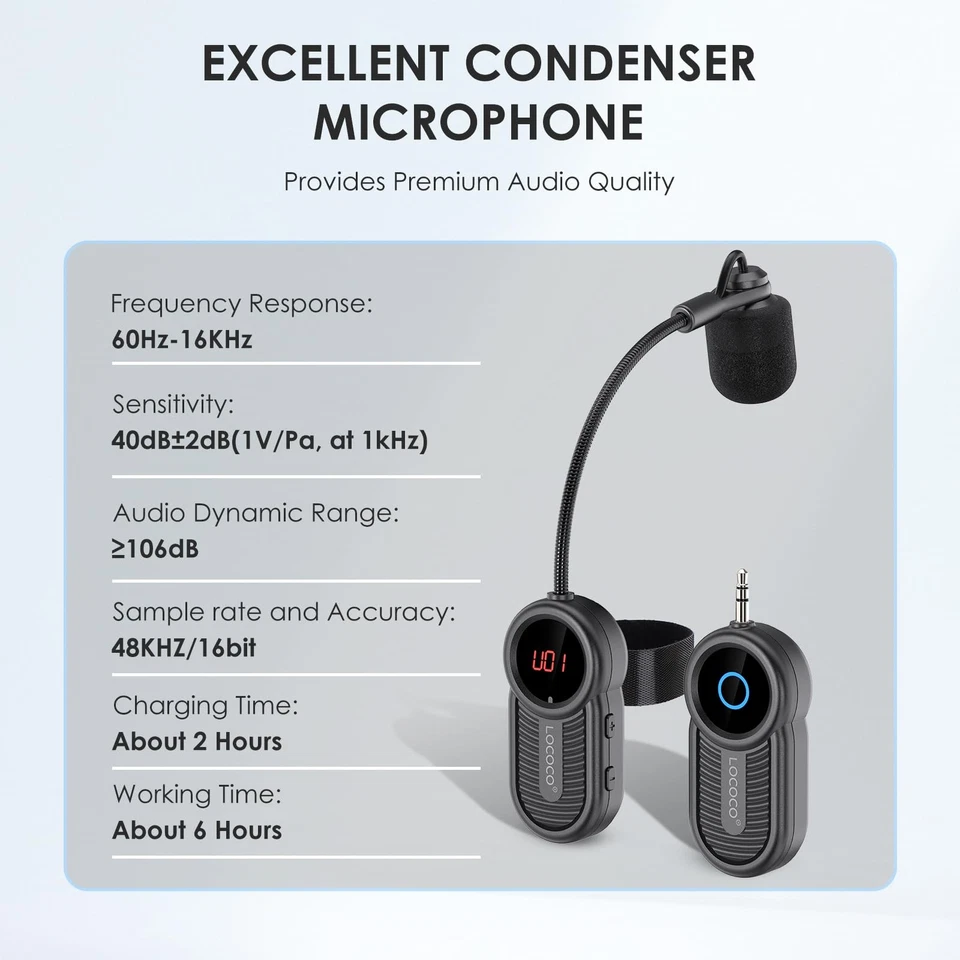 UHF Wireless Flute Microphone System: Wind Music Instruments Microphone Recei... - Image 4 of 4