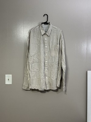 MCEDAR Women s Size 2X Button Up Tan Striped Shirt FLAW       C126