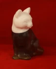 Fenton figurine Sitting Cat 3.5" tall Ruby Red & Milk White slag solid