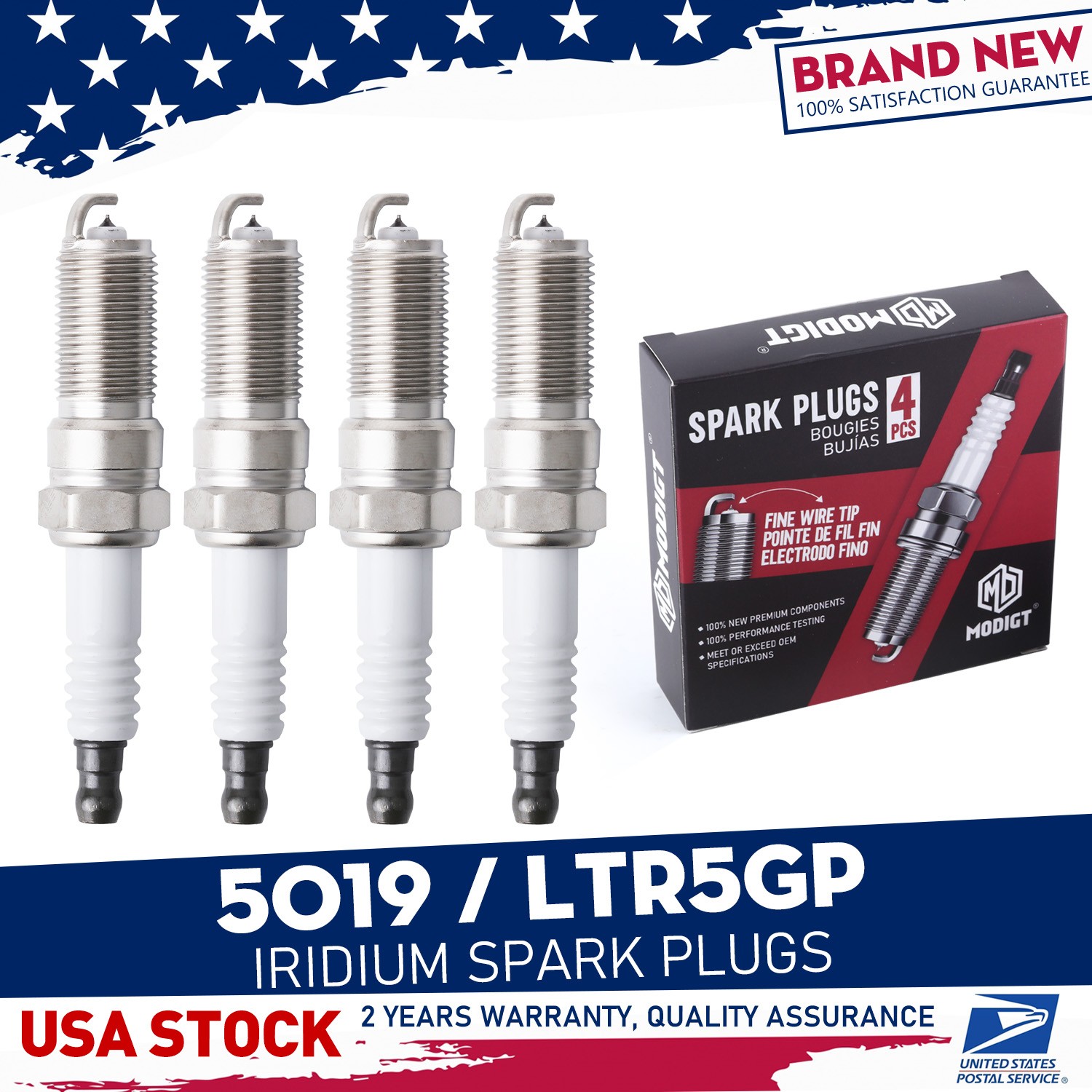 4PCS For NGK 5019/LTR5GP/4513 Spark Plugs Iridium AP5263DP2PTV16TT US SHIPPING