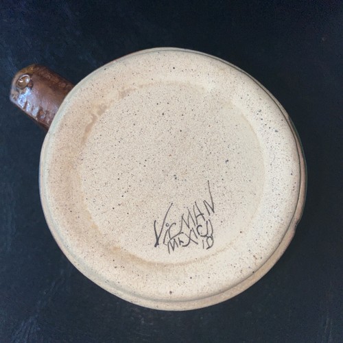 Vintage Tonala Keramik Becher mit Tukan Design glasiert signiert mexikanisch - Bild 11 von 12