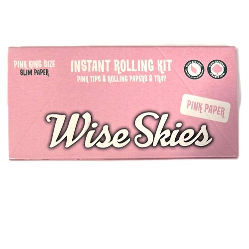Wise Skies PINK Colour Rolling Kit King Size Slim Papers & Roach Filter Tips - Picture 2 of 2