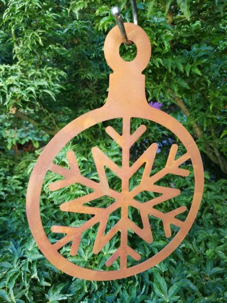 Edelrost Christbaumkugel Flocke Weihnachten Winter Fensterdeko Metall Rost-image