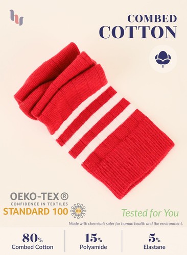 4 Pairs Cotton Knee High Socks with Stripes Girl Boy School Uniform 5-14 Yrs - Picture 5 of 7