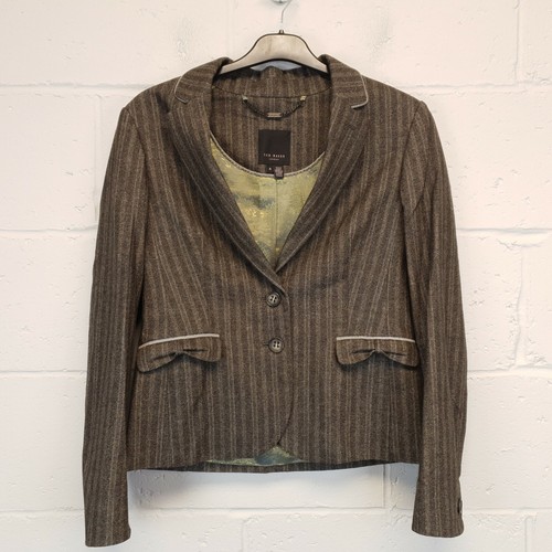 Chaqueta Blazer Ted Baker Mujer Talla 4 GRANDE Lana Pura Gris Elegante INMACULADA - Imagen 1 de 9