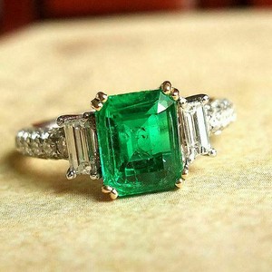 3Ct-Emerald-Cut-Green-Diamond-Solitaire-Engagement-Ring-14K-White-Gold-Finish