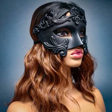 Venetian Mardi Gras Masquerade Full Face Party Mask Feather Costume For Women