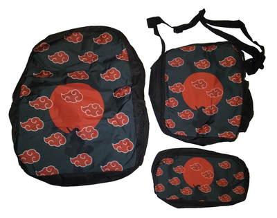Naruto Atkatsuki Red Cloud 3-Piece Backpack Set with Lunch  display picture 1