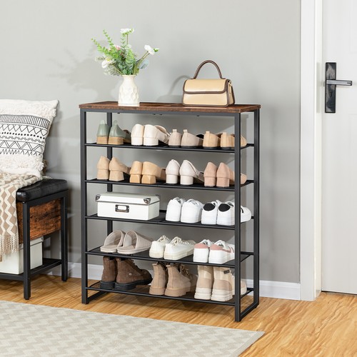 HOOBRO Wooden Shoe Rack 5-Tier Shoes Organizer Storage Shelf Hallway Entryway - Picture 6 of 11